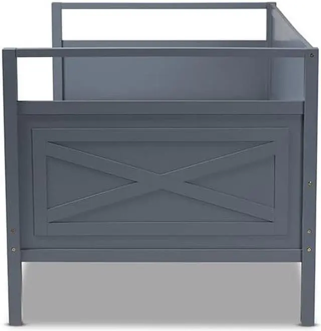 Alt view image 9 of 20 - Baxton Studio Cintia Cottage Farmhouse Grey Finished Wood Twin Size Daybed