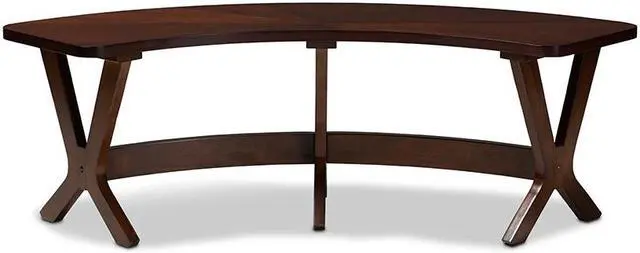 Alt view image 7 of 16 - Baxton Studio Berlin Mid-Century Modern Walnut Finished Wood Curved Dining Bench