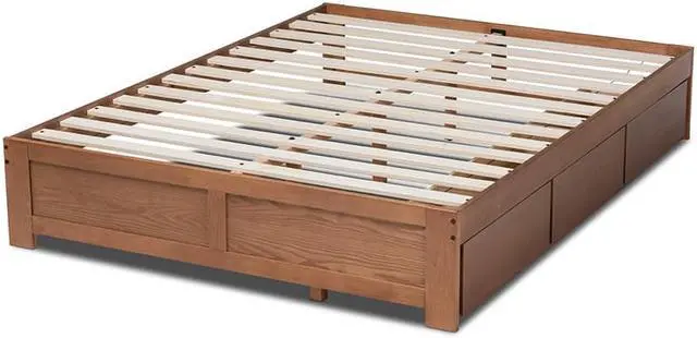 Alt view image 10 of 13 - Baxton Studio Wren Modern and Contemporary Walnut Finished 3-Drawer Full Size Platform Storage Bed Frame