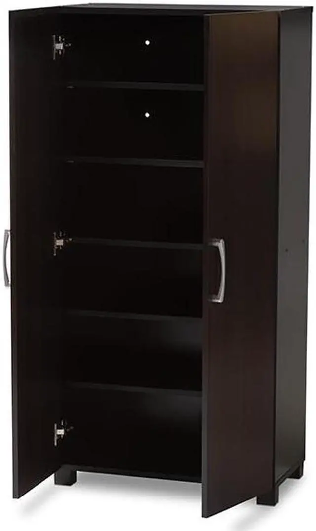 Alt view image 2 of 19 - Baxton Studio Marine Modern and Contemporary Wenge Dark Brown Finished 2-Door Wood Entryway Shoe Storage Cabinet