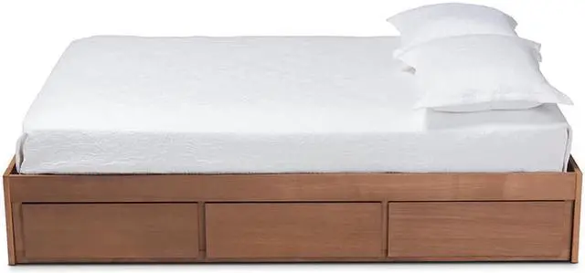 Alt view image 9 of 13 - Baxton Studio Wren Modern and Contemporary Walnut Finished 3-Drawer Full Size Platform Storage Bed Frame