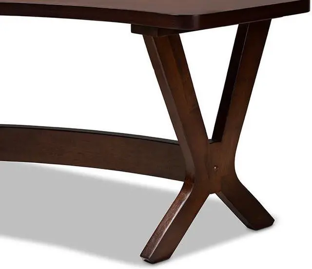 Alt view image 9 of 16 - Baxton Studio Berlin Mid-Century Modern Walnut Finished Wood Curved Dining Bench