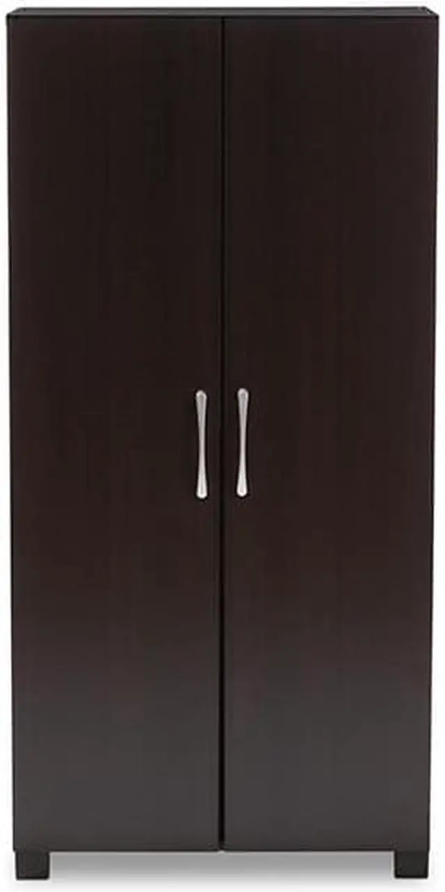Alt view image 3 of 19 - Baxton Studio Marine Modern and Contemporary Wenge Dark Brown Finished 2-Door Wood Entryway Shoe Storage Cabinet