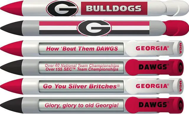 Alt view image 8 of 8 - Georgia Bulldogs Braggin' Rights Rotating Message 6 Pen Set 20504