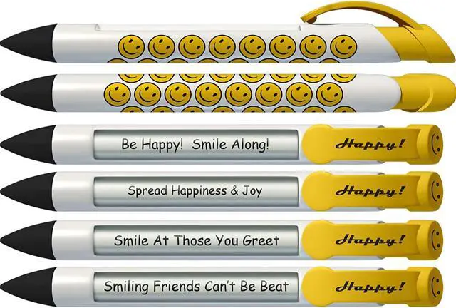 Alt view image 2 of 2 - Greeting Pen Smiley Face Rotating Message 6 Pen Set (36573)