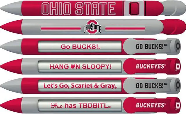 Alt view image 2 of 4 - Greeting Pen College Pens- Ohio State Buckeyes Braggin Rights Rotating Message 6 Pen Set 20543