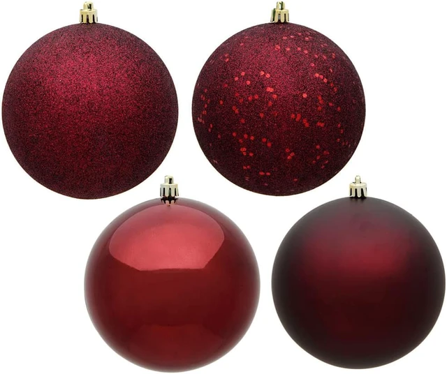 Main image of Vickerman 6" Burgundy Ball 4 Finish Asst 4/Bag - N591565DA