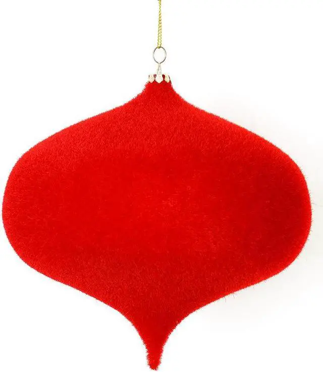 Main image of Vickerman 6" Red Flocked Onion Ornament 4/Bag - M181603