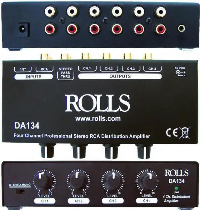 Alt view image 2 of 2 - Rolls 4-Channel RCA Distribution Amplifier #DA134