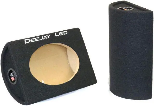 Alt view image 2 of 7 - Pair of 6-in x 9-in Wooden Carpeted Speaker Boxes w/Quick Release Terminals