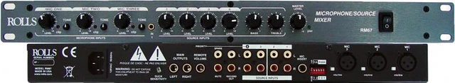 Alt view image 2 of 6 - Rolls RM67 19"W x 1.75"H x 6"D Mic-Source Mixer