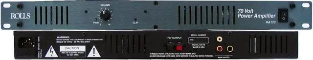 Alt view image 5 of 9 - Rolls RA170 Rack Mount 70V 70 Watt 1U Power Amplifier