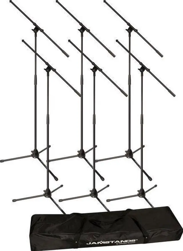 Alt view image 12 of 20 - Ultimate Support JS-MCFB6PK | 6-Pack Tripod Mic Stands with Boom Arms | Includes Carry Bag
