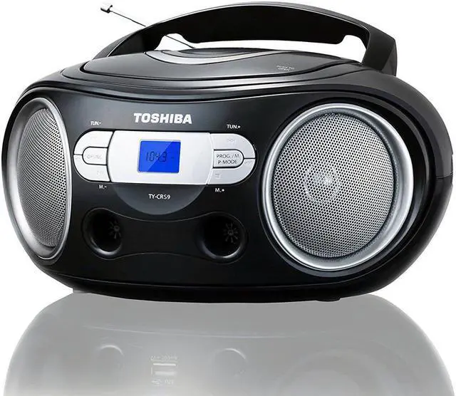 Alt view image 10 of 20 - Toshiba Portable CD Boombox with AM/FM Stereo and Aux Input TY-CRS9