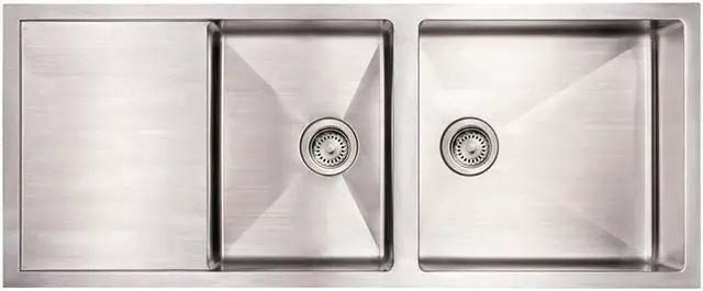 Alt view image 2 of 3 - Whitehaus Collection Alfi Trade WHNCMD5221 52 in. Noahs Collection commercial single bowl reversible under mount sink with an integral drain board- Brushed Stainless Steel