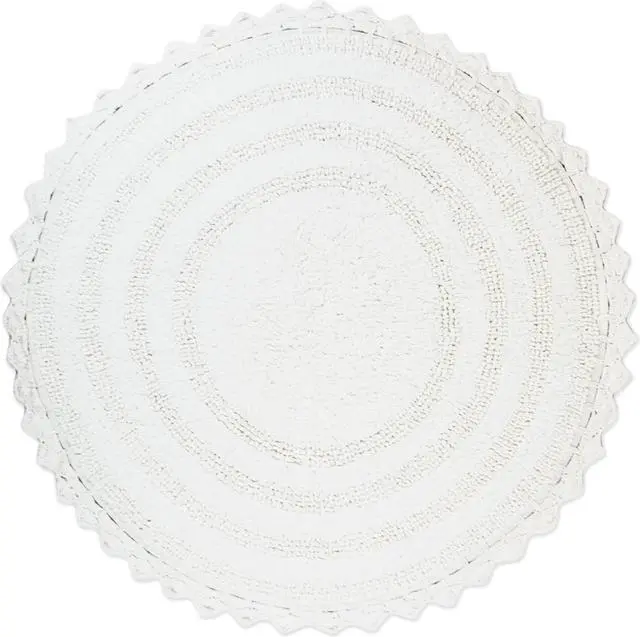 Main image of DII White Round Crochet Bath Mat