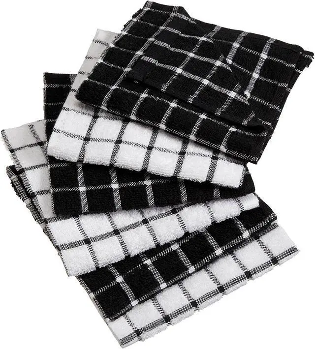 Main image of DII Black Combo Windowpane Dishcloth (Set of 6)
