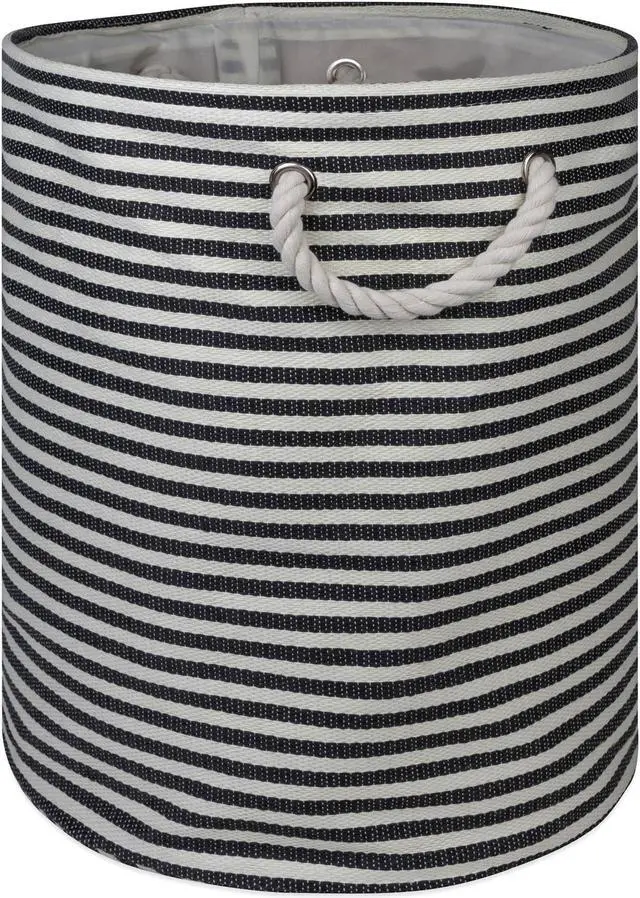 Main image of DII Paper Bin Pinstripe Black Round Large