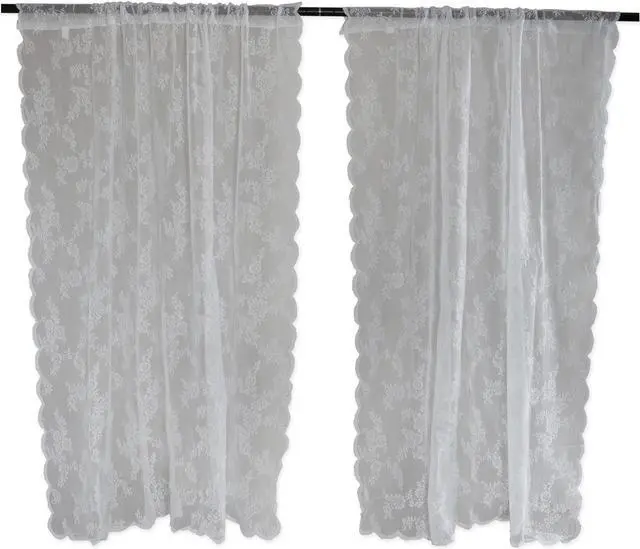 Main image of DII White Flower Blossom Lace Window Curtain  (Set of 2)