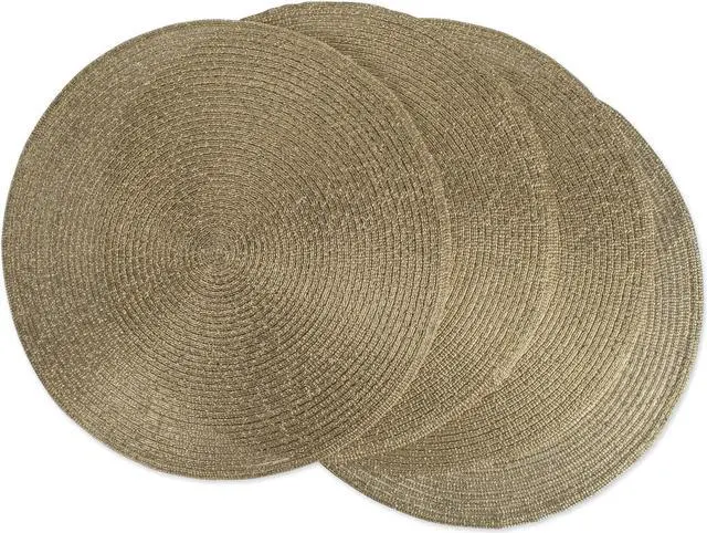 Main image of DII Metallic Gold Round Polypropylene Woven Placemat (Set of 4)