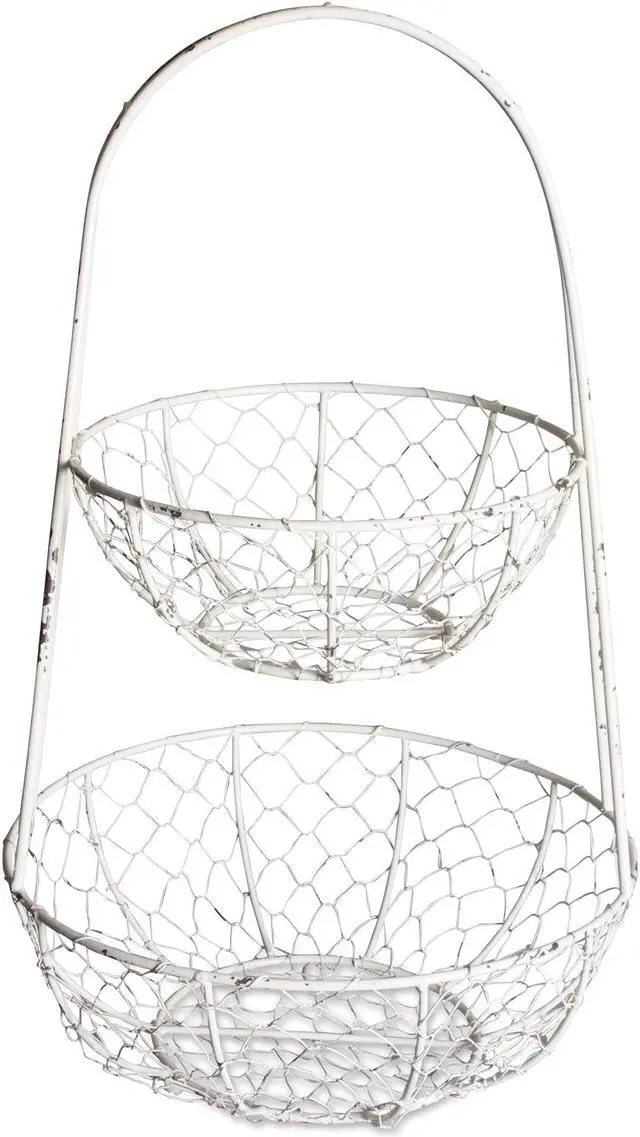 Main image of DII Chicken Wire Tiered Stand Antique White