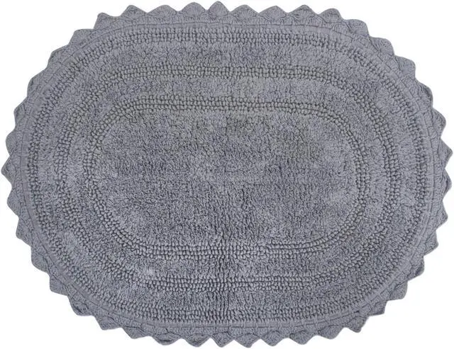 Main image of DII Gray Large Oval Crochet Bath Mat