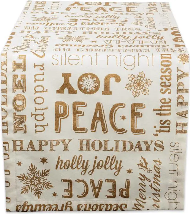 Main image of DII Gold Christmas Collage Table Runner