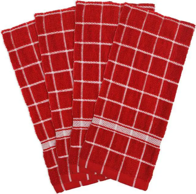 Main image of DII Red Solid Windowpane Terry Dishtowel (Set of 4)