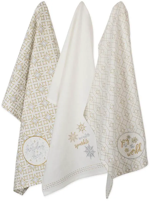 Main image of DII Assorted Winter Sparkle Embellished Dishtowel (Set of 3)