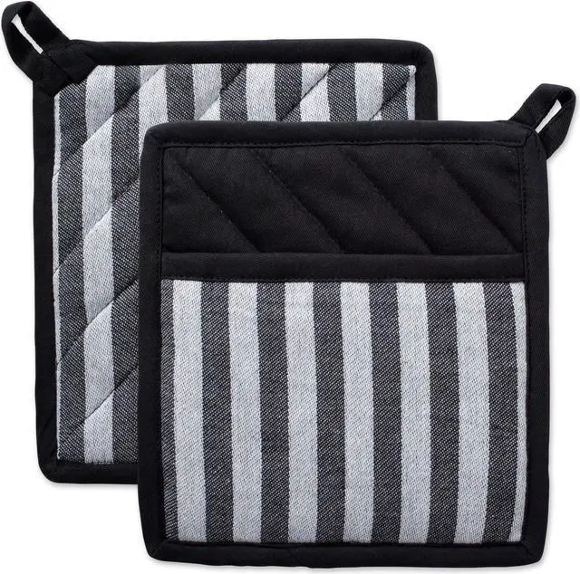 Main image of DII Black & White Stripe Potholder (Set of 2)