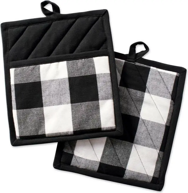 Main image of DII Black Buffalo Check Potholder (Set of 2)