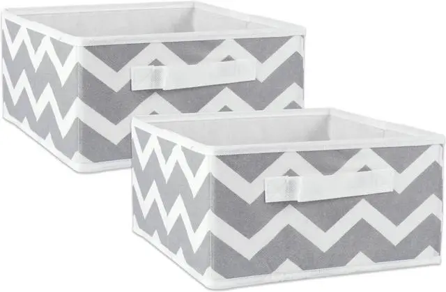Main image of DII Nonwoven Polyester Bin Chevron Gray Square Medium  (Set of 2)