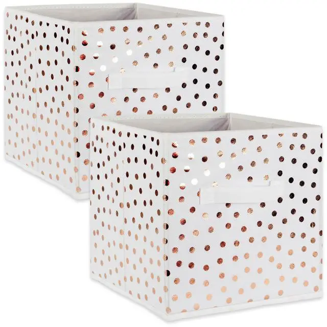 Main image of DII Nonwoven Polyester Cube  Small Dots White/Copper (Set of 2)