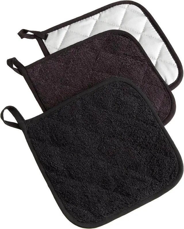Main image of DII Black Terry Potholder (Set of 3)
