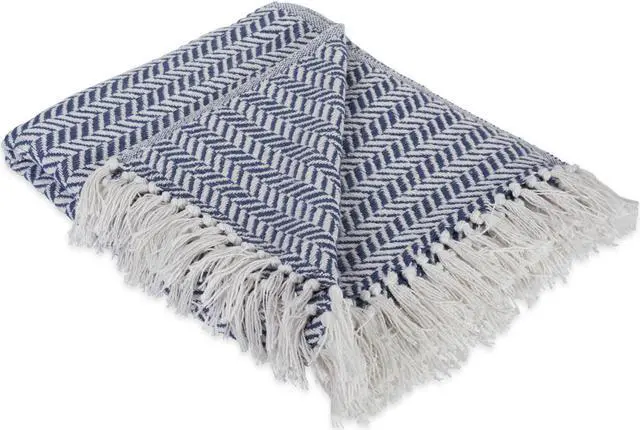 Main image of DII French Blue Herringbone Chevron Throw