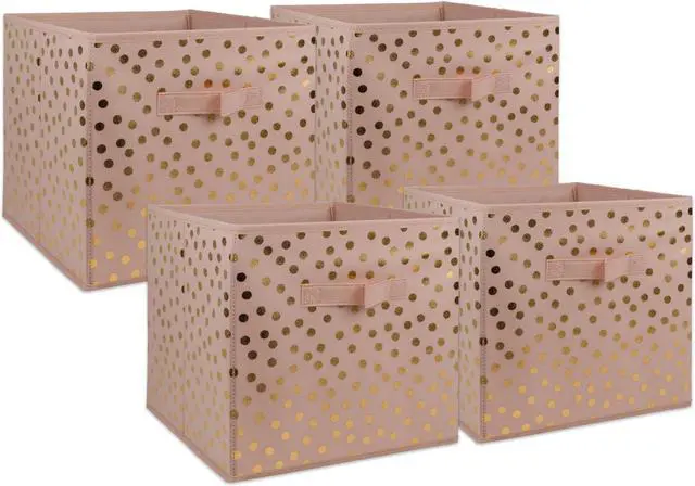 Main image of DII Nonwoven Polyester Cube Dots Millennial Pink/Gold Square  (Set of 4)
