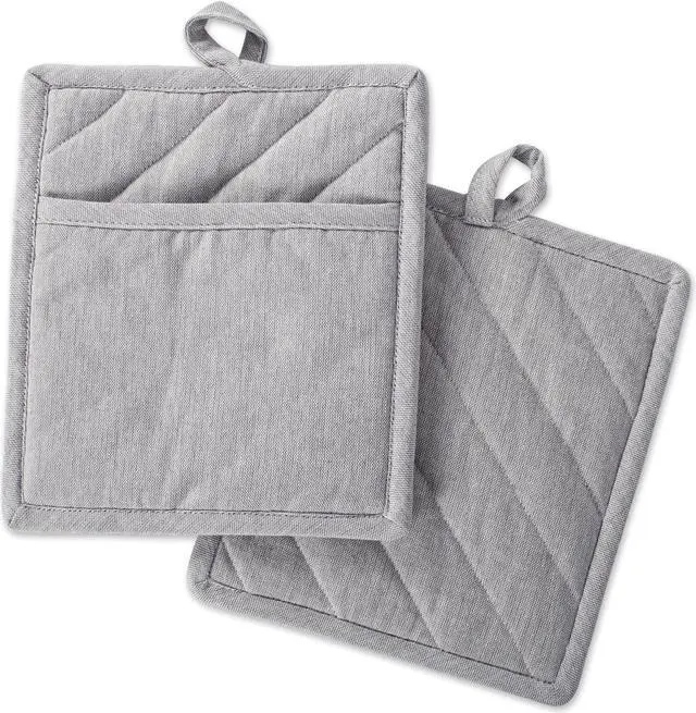 Main image of DII Gray Solid Chambray Potholder (Set of 2)