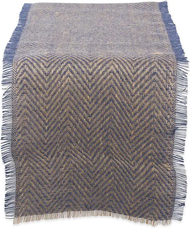 Main image of DII French Blue Chevron Burlap Table Runner