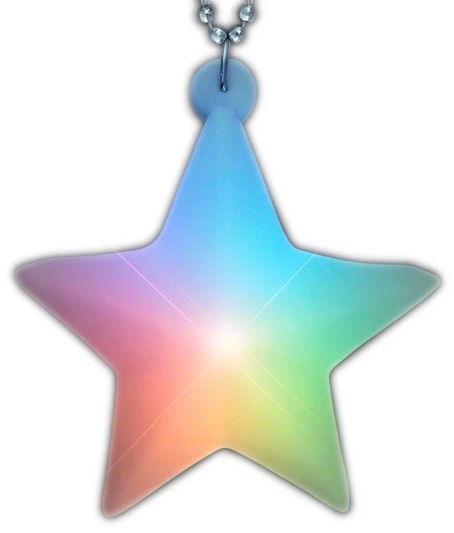 Main image of Multicolored Aurora Star Pendant Silver Beaded Necklace