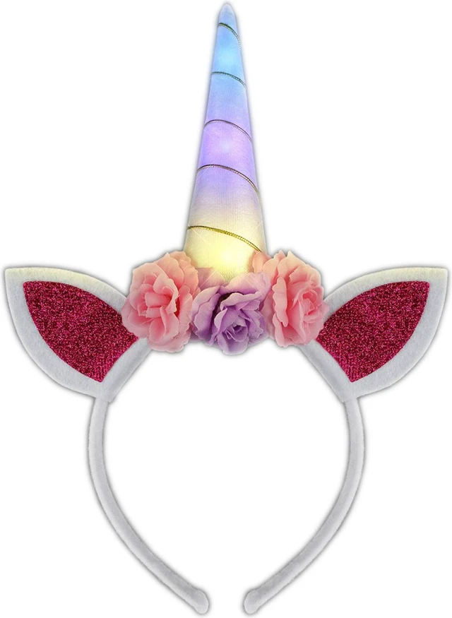Main image of Light Up Color Change Unicorn Horn Flower Headband