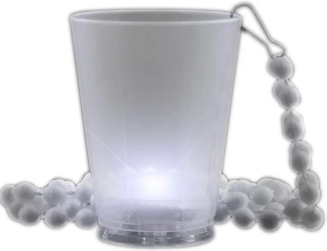 Alt view image 2 of 2 - blinkee Light Up White Shot Glass on White Beaded Necklaces