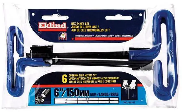 Alt view image 3 of 4 - eklind 55166 cushion grip hex t-key allen wrench - 6pc set metric mm sizes 2-6 (6in shaft)