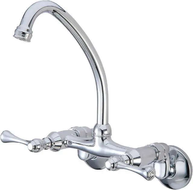 Main image of Kingston Brass Kingston 6-Inch Adjustable Center Wall Mount Kitchen Faucet, Polished Chrome