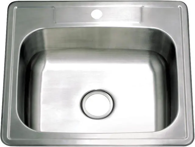 Main image of Gourmetier GKTS252291 25"x22"x9" Self-Rimming Single Bowl Kitchen Sink (1 Hole), Brushed