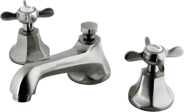 Alt view image 2 of 7 - Kingston Brass KS4468BEX Modern Essex 8 in. Widespread Lavatory Faucet with Brass Pop-Up - Brushed Nickel