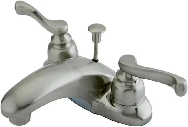 Alt view image 2 of 3 - Kingston Brass KB628FL 4 in. Centerset Lavatory Faucet with Handle, Satin Nickel