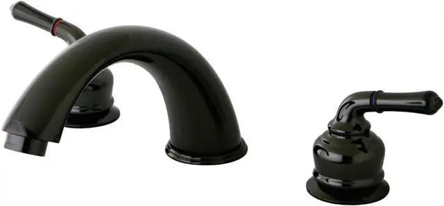 Main image of Kingston Brass NB360 Water Onyx Roman Tub Filler with Twin Lever Handle, Black Stainless Steel