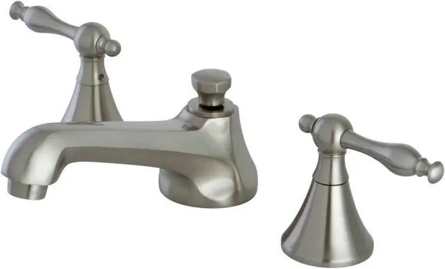 Alt view image 2 of 6 - Kingston Brass KS4478NL Widespread Lavatory Faucet with Brass Pop-Up & Metal Lever Handle Satin Nickel