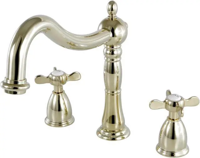 Alt view image 2 of 6 - Kingston Brass KS1342BEX Roman Tub Filler with Cross Handle, Polished Brass