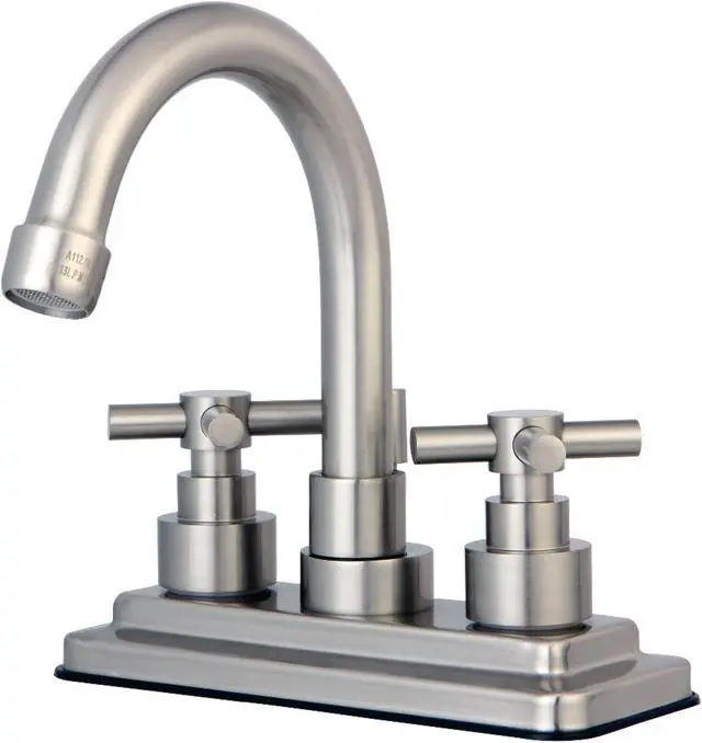 Alt view image 2 of 6 - Kingston Brass Ks8668Ex Twin Lever Handles 4 Inch Centerset Lavatory Faucet - Satin Metal Finish